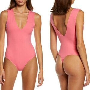 Free People Keep It Sleek Bodysuit in Pink Pointsetta Size S NWT